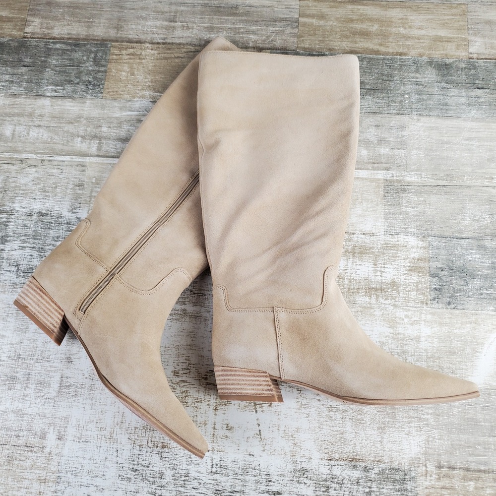 Vince Camuto Pavla Womens Knee High Boots Sz 7.5 Wide Calf Suede Block Heel